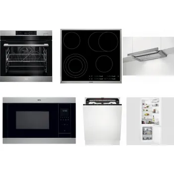 Set domácích spotřebičů AEG BSK782380M + AEG Mastery DirectTouch HK654070XB + AEG DPE5660M + AEG Mastery MSB2547D-M + AEG FSE74707P + AEG Mastery NoFrost SCB618F6TS