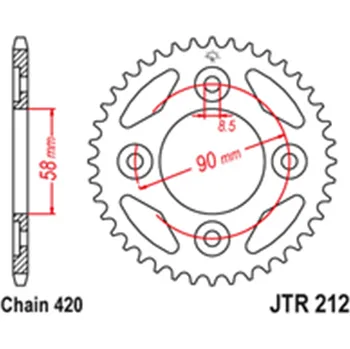 Řetězová sada pro motocykl Zadní rozeta Ocelová JTR212 35 zubů