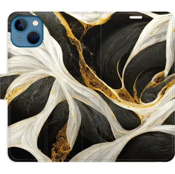 Pouzdro na mobilní telefon Flipové pouzdro iSaprio - BlackGold Marble - iPhone 13