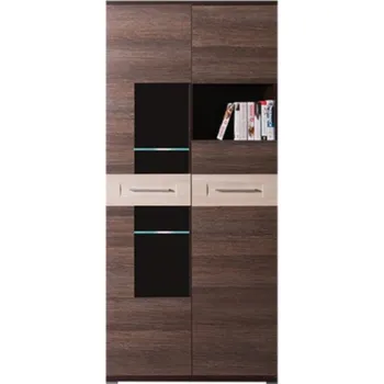 Obývací stěna Erika vitrína ER2 dekor čokoláda/sangha