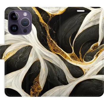 Pouzdro na mobilní telefon Flipové pouzdro iSaprio - BlackGold Marble - iPhone 14 Pro