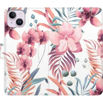 Pouzdro na mobilní telefon Flipové pouzdro iSaprio - Pink Flowers 02 - iPhone 14 Plus