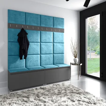 Předsíňová stěna Předsíňová stěna Emi 4 - grafit Barva panelů: Modrá - Trinity 13