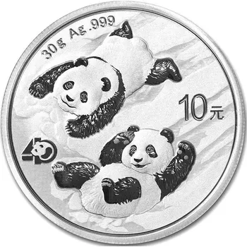 People's Republic of China Chinese Panda stříbrná mince 30g 2022