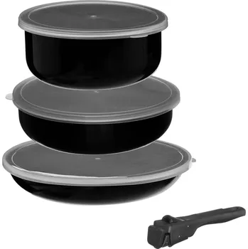 Pánev 5five Simply Smart Sada hrnců s odnímatelnou rukojetí a silikonovými poklicemi, 6 kusů