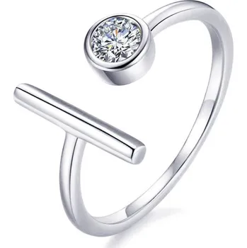 Prsten 4U Stříbrný otevřený prsten se zirkonem