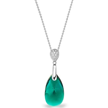 Náhrdelník Stříbrný náhrdelník se Swarovski Elements zelená kapka Dainty Drop N610616EM Emerald
