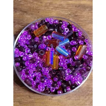 Korálek Korálky skleněné směs 30g fialové