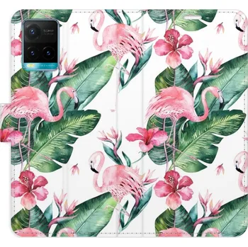 Pouzdro na mobilní telefon Flipové pouzdro iSaprio - Flamingos Pattern - Vivo Y21 / Y21s / Y33s