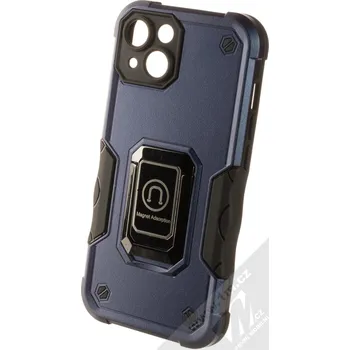 Pouzdro na mobilní telefon 1Mcz Panzer Ring odolný ochranný kryt s držákem na prst pro Apple iPhone 14 tmavě modrá (dark blue)