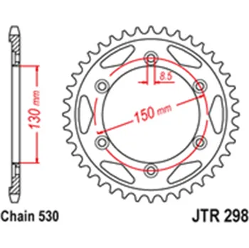 Řetězová sada pro motocykl Zadní rozeta Ocelová JTR298 40 zubů