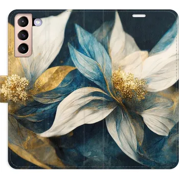 Pouzdro na mobilní telefon Flipové pouzdro iSaprio - Gold Flowers - Samsung Galaxy S21