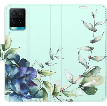 Pouzdro na mobilní telefon Flipové pouzdro iSaprio - Blue Flowers - Vivo Y21 / Y21s / Y33s