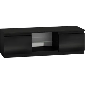 Televizní stolek TPS Stolek pod televizi RTV MALVA 140 cm - Černý lesk