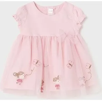 Kojenecké šaty růžové šaty s tylovou vyšívanou sukýnkou Mayoral 1802-92 velikost 80