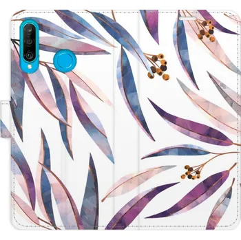 Pouzdro na mobilní telefon Flipové pouzdro iSaprio - Ornamental Leaves - Huawei P30 Lite