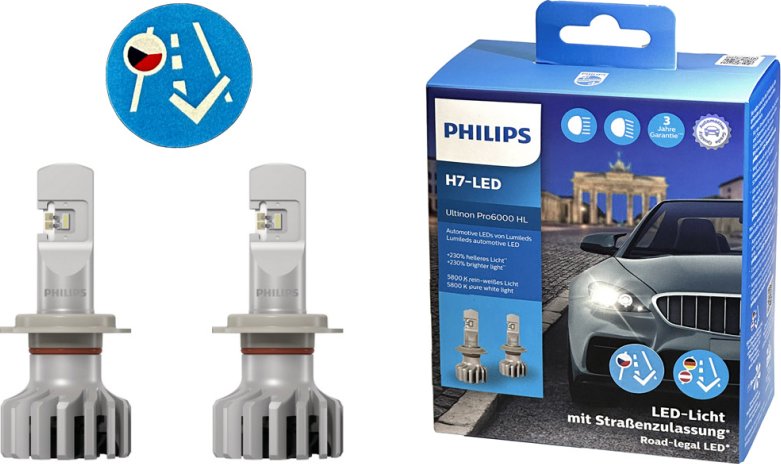 2ks LED H7 Ultinon Pro6000 HL PHILIPS +230%