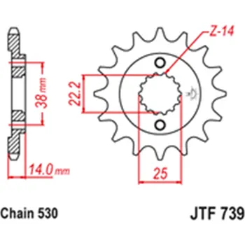 Řetězová sada pro motocykl Přední řetězové kolečko JTF739 15 zubů