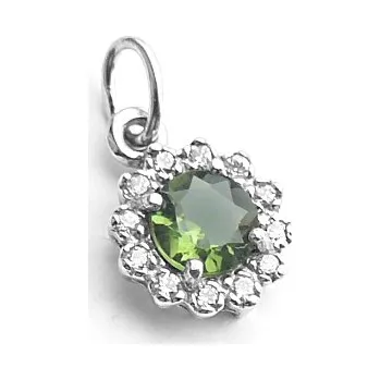 Přívěsek stříbrný přívěsek přírodní vltavín - P1495 zelená