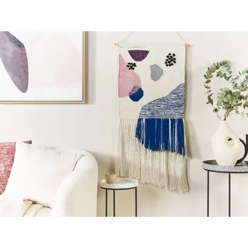 Nástěnná dekorace vícebarevná bavlna a polyester ručně tkaná so střapci geometrický vzor boho ložnice obývák Beliani