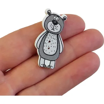 Knoflík Knoflík dřevěný - medvěd - 38x18x2mm Knoflík dřevěný - medvěd - 38x18x2mm: šedá