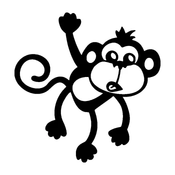 Samolepící dekorace SAMOLEPKA Opice 005 pravá visí za ruku (01 - černá) NA AUTO, NÁLEPKA, FÓLIE, POLEP, TUNING, VLASTNÍ TEXT, TISK, AUTOSAMOLEPKY.cz, POLEPY, OBRÁZEK, LOGO, SAMOLEPKY