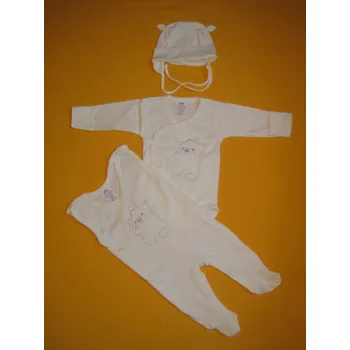 Kojenecká souprava Arex, ČR Jednobarevná soupravička do porodnice s výšivkou Barva: smetanová, Velikost: 62, Varianta: Motiv medvídek