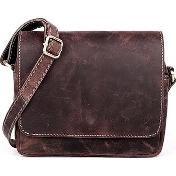 Pevná kožená crossbody kabelka HGL no. 963 hnědá | KabelkyproVas.cz