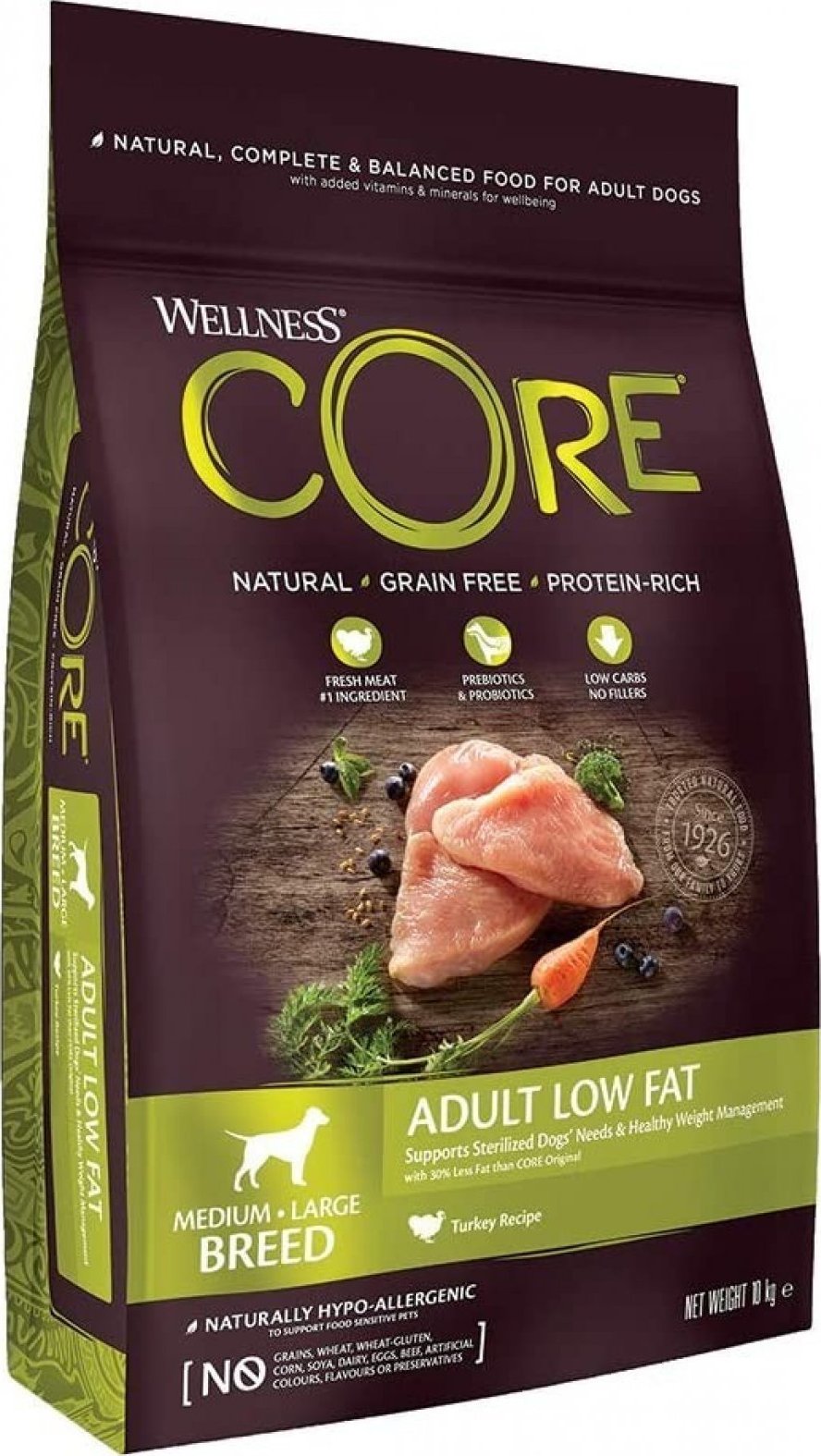 Foto Wellness Pet Food Core Adult Low Fat Medium/Large Breed Turkey 10 kg Zbozi.cz