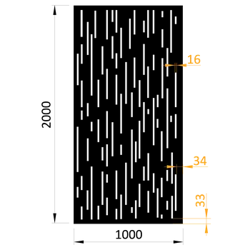 Designová kovová výplň, laserem vypálený vzor 8312, rozměr 1000x2000x2,0mm, bez povrchové úpravy
