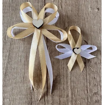 Svatební dekorace Svatební vývazek s perleťovým srdíčkem - bílá - malý