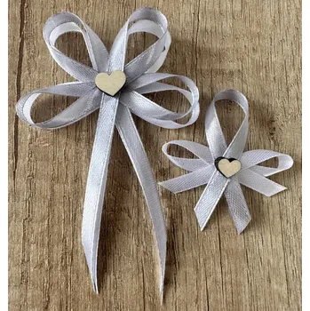 Svatební dekorace Svatební vývazek s perleťovým srdíčkem - bílá - malý