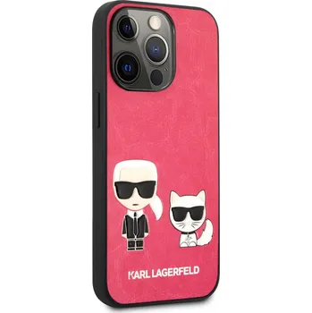 Pouzdro na mobilní telefon Karl Lagerfeld KLHCP13XPCUSKCP and Choupette PU Leather Pouzdro pro iPhone 13 Pro Max Fuchsia KLHCP13XPCUSKCP