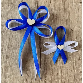 Svatební dekorace Svatební vývazek s perleťovým srdíčkem - bílá - malý