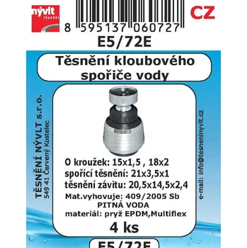 Sada těsnění Nývlt různé druhy - E5/72E pro kloubové spořiče