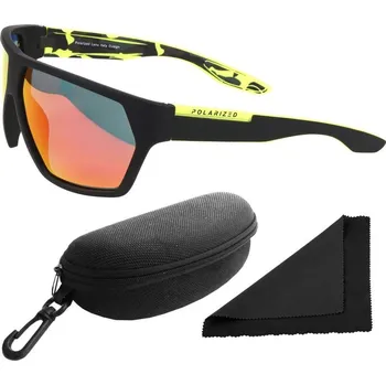 Brýle sluneční Polarized 261 - obroučky černá kamufláž / skla červeno-zlatá zrcadlová / polarizační skla / pouzdro a utěrka