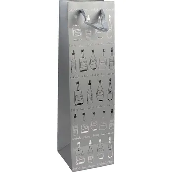 Dárková taška Taška na víno Stříbrná lahvičky 10,5x10,5x36cm