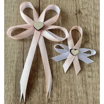 Svatební dekorace Svatební vývazek s perleťovým srdíčkem - bílá - malý