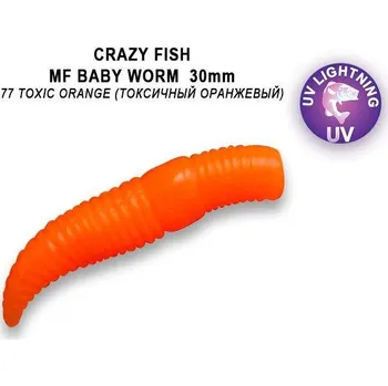 Gumová nástraha Crazy Fish Trout Baby Worm MF Sinking 30mm 77 Toxic orange - Sýr (12ks)