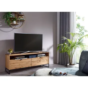 Televizní stolek Industriální stolek pod TV z dubového dřeva