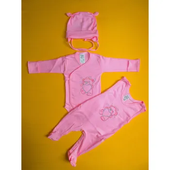 Kojenecká souprava Arex, ČR Jednobarevná soupravička do porodnice s výšivkou Barva: růžová, Velikost: 62, Varianta: Motiv medvídek