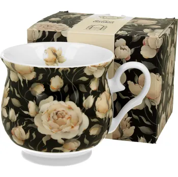 DUO Gifts DG - Porcelánový retro hrnek ENGLISH ROSES BLACK v dárkové krabičce - 500 ml