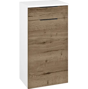 Koupelnový nábytek Dřevojas Nízká skříňka DOS SNDZ 50 - N01 Bílá lesk / Úchytka T07 / D21 Tobacco / Pravé