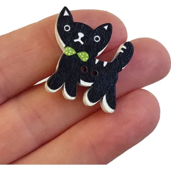 Knoflík Knoflík dřevěný - kočka - 25x25x5mm Knoflík dřevěný - kočka - 25x25x5mm: černá