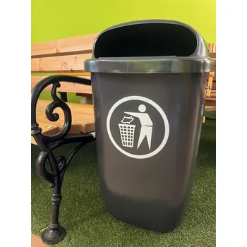 Venkovní odpadkový koš Venkovní odpadkový koš Dino včetně sloupku 150 cm, antracit + doprava zdarma