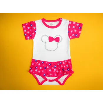 Arex, ČR Body krátký rukáv s volánkem a aplikací Barva: bílá+růžová, Velikost: 80