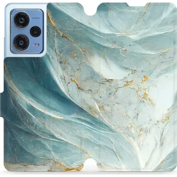 Pouzdro na mobilní telefon Flipové pouzdro Mobiwear - Xiaomi Redmi Note 12 Pro 5G - VP34S Zelenkavý a zlatavý mramor (Knížkové flip pouzdro, obal, kryt na mobil Xiaomi Redmi Note 12 Pro 5G - VP34S Zelenkavý a zlatavý mramor, materiál Umělá kůže + TPU - ochrana 360°, stojánek,)