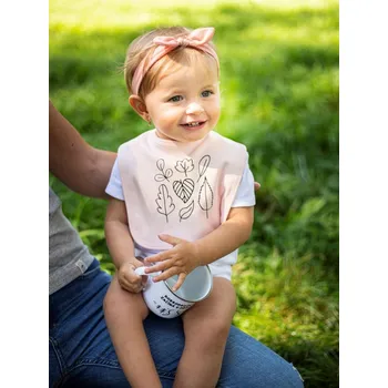 Bryndák Dětský bryndák lístečky - růžový Růžová Univerzální