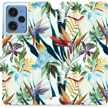 Pouzdro na mobilní telefon Flipové pouzdro Mobiwear - Xiaomi Redmi Note 12 Pro 5G - M071P Flóra (Knížkové flip pouzdro, obal, kryt na mobil Xiaomi Redmi Note 12 Pro 5G - M071P Flóra, materiál Umělá kůže + TPU - ochrana 360°, stojánek, silikonová vanička, magnetické zavírání)