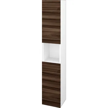 Koupelnový nábytek Dřevojas Vysoká skříň DOS SVD2O 35 - N01 Bílá lesk / Bez úchytky T31 / D06 Ořech / Levé